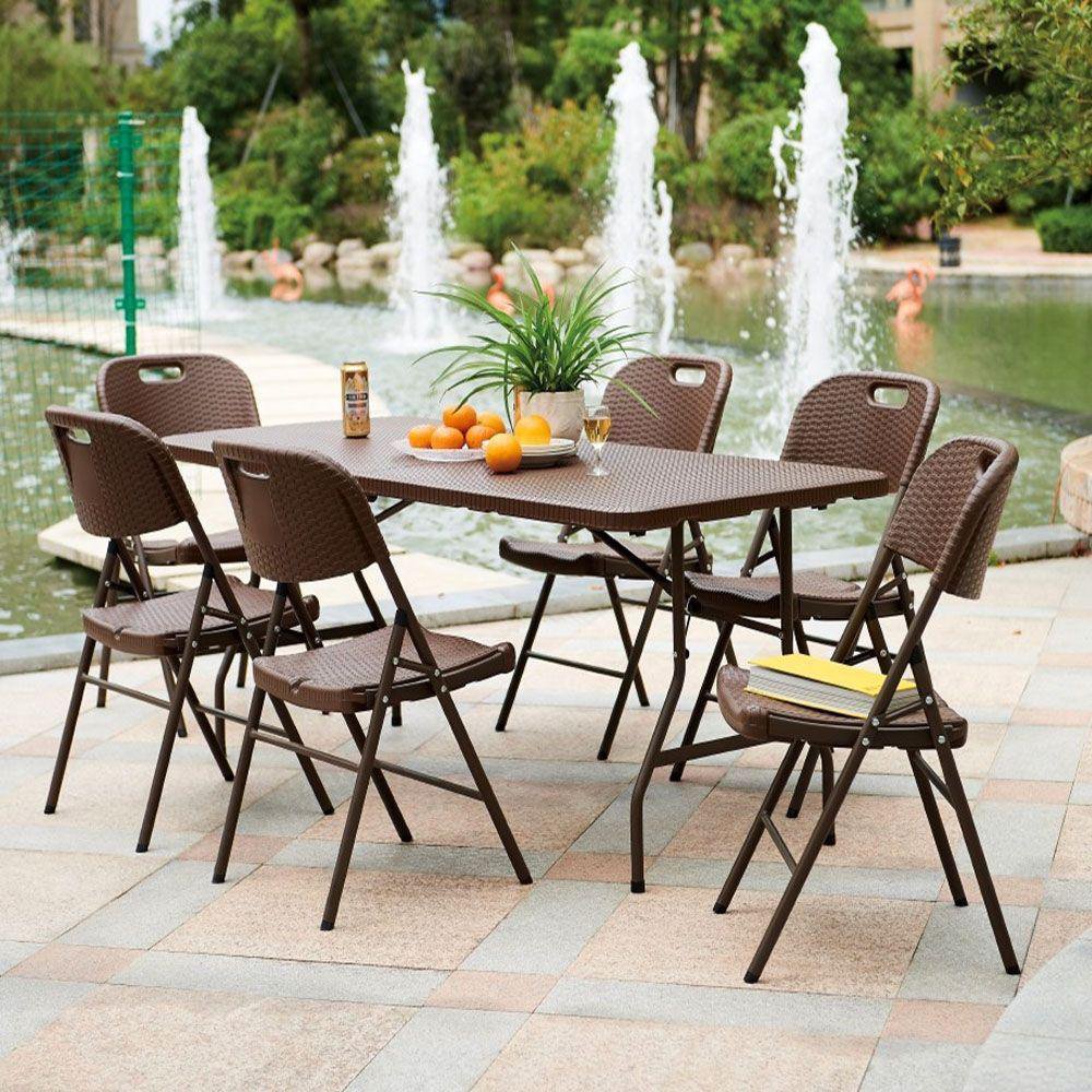 Las mejores ofertas en Plástico plegable Rectangular mesas para patio y  jardín