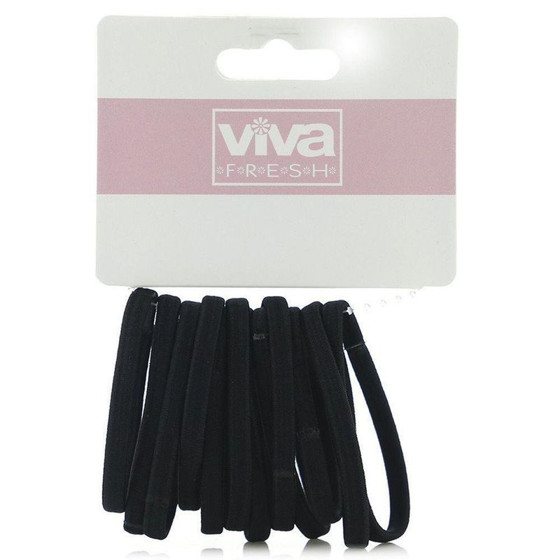 Set 12 Bandas Negro Para Cabello - Viva