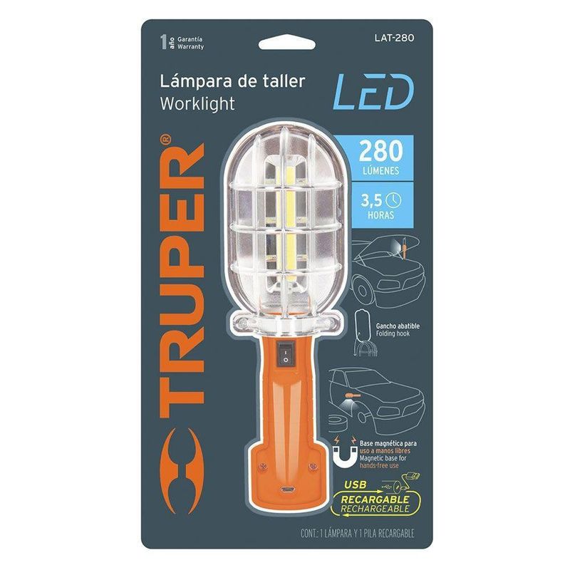 Lámpara De Taller Recargable Led 280 Lm - Truper