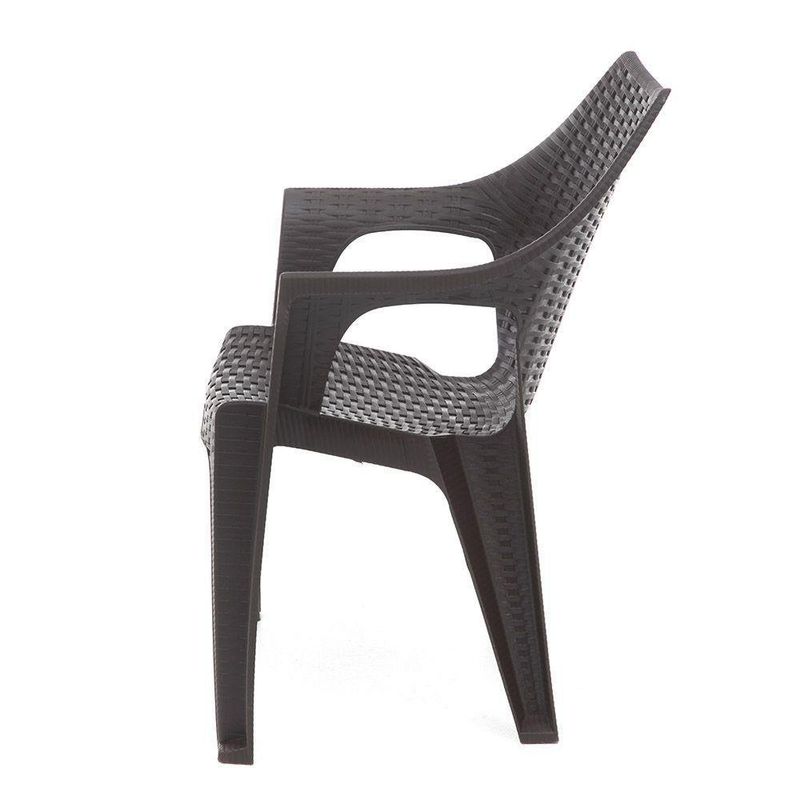 Silla de Exterior Plástica con Brazo Imitación Ratan - Plastimás