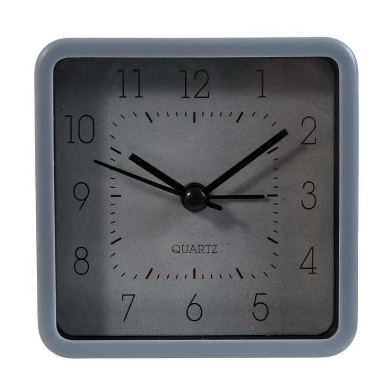 Reloj de mesa plateado con alarma