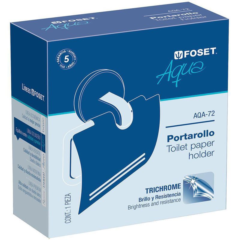 Portarollo de Papel Higiénico Cromado Aqua - Foset