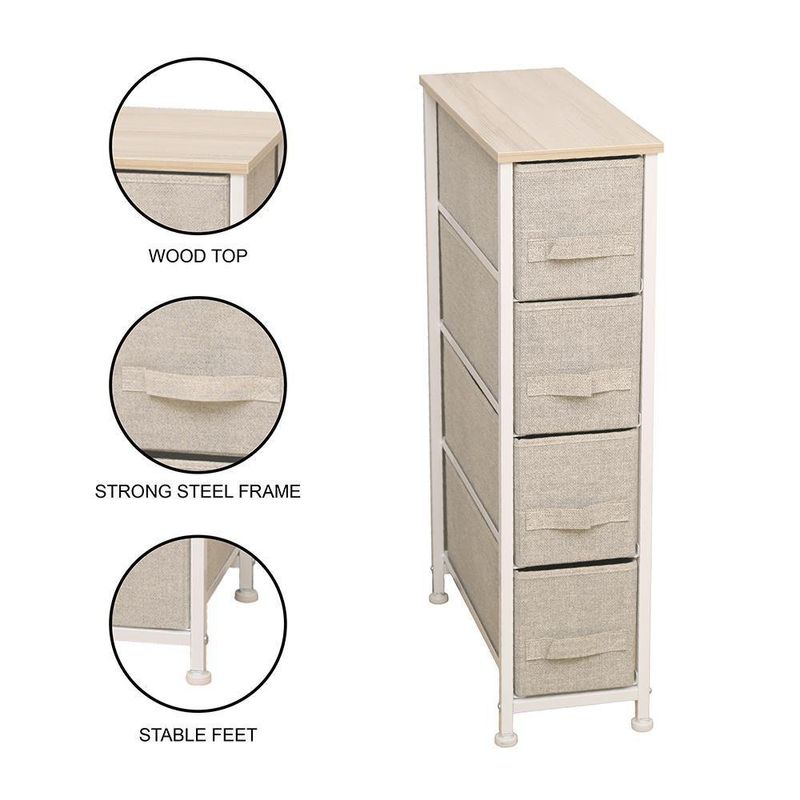 Gavetero Beige De 4 Gavetas Angosto 20X48X76 - Viva