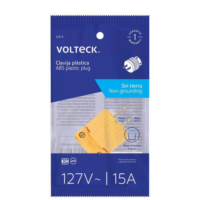 Espiga Tipo A De 125 V Y 15 A Amarilla - Volteck
