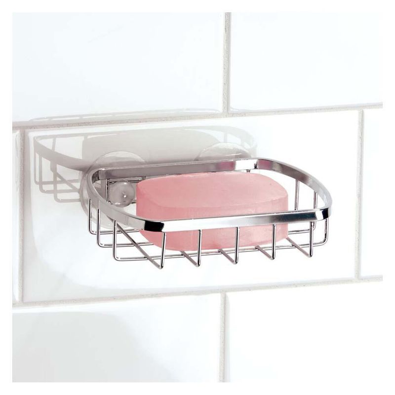Jabonera De Succión Plateada - Interdesign