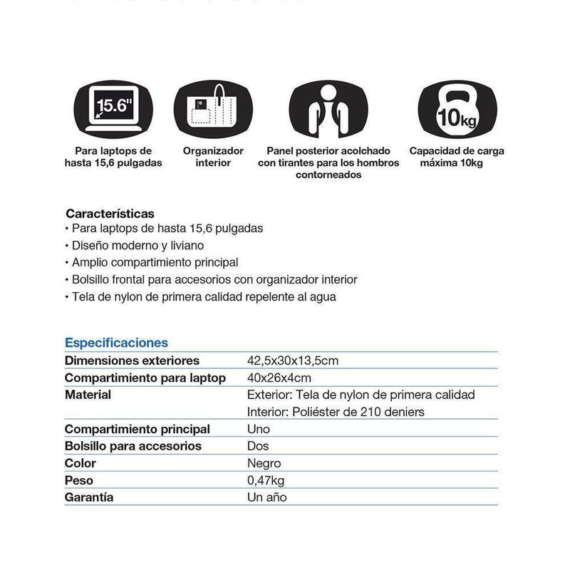 Mochila Para Laptop 15 Plg Negro Xtech