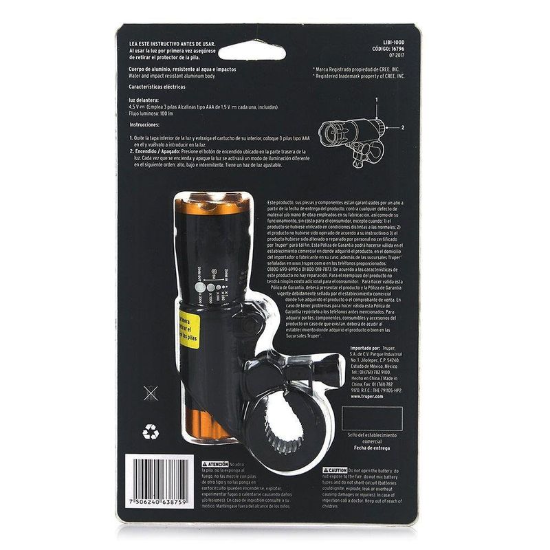 Linterna Bicicleta Baterias Led 100L