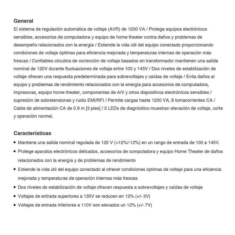 Regulador De Voltaje De 500 Watts 8 Entradas Cdp - Tripp Lite