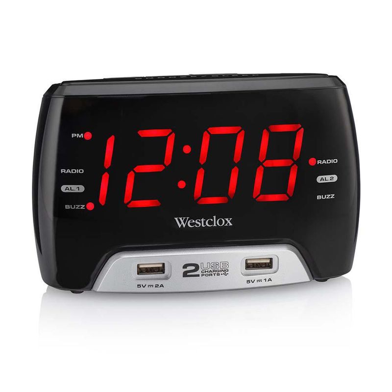 Radio reloj con alarmas duales, reloj despertador digital con 2 puertos de  carga USB, 0-100 % regulable, volumen ajustable, termómetro interior  (blanco) JAMW Sencillez