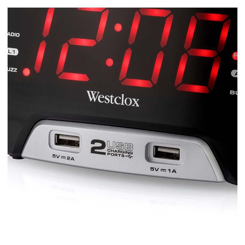 Reloj Despertador Con 2 Puertos Usb - Westclox - Cemaco