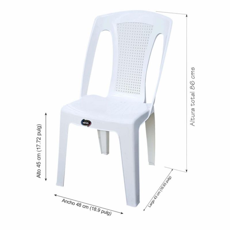 Silla Napoli Para Exterior Blanco - Megaplast Varios Colores