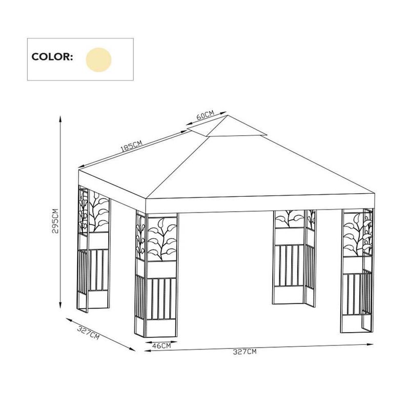 Toldo De Lona Beige De Exterior 3 X 6 X 2.5 M - Solaris - Cemaco