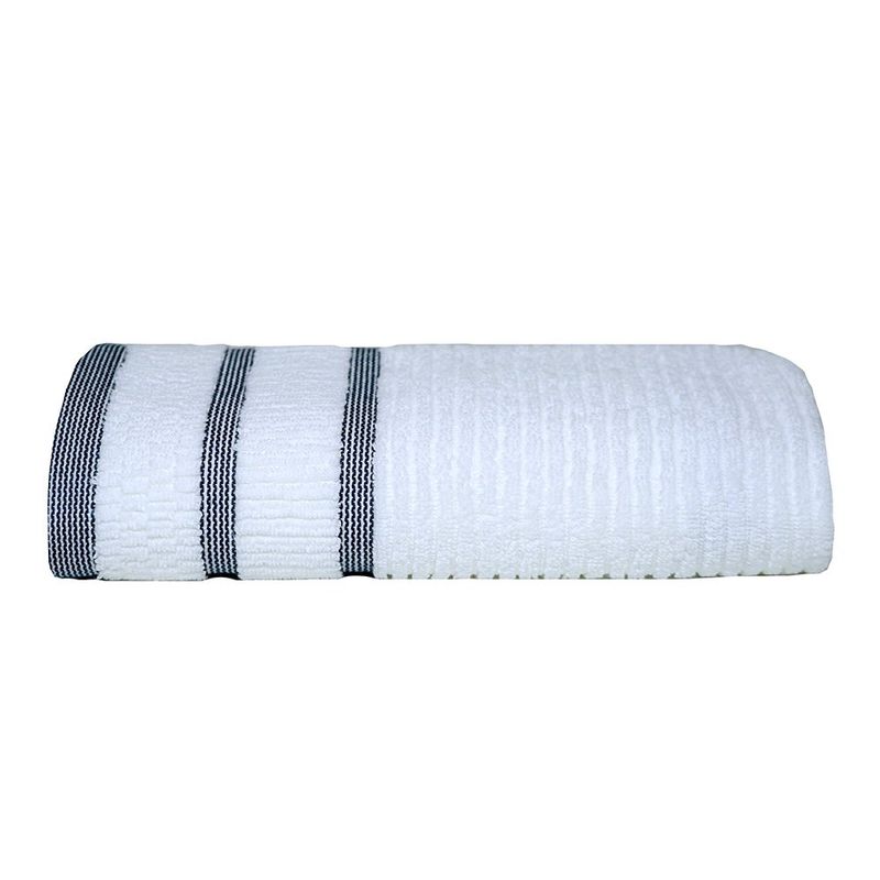 Toalla De Baño 76X132 Cm Blanco Y Gris Oscuro - Viva