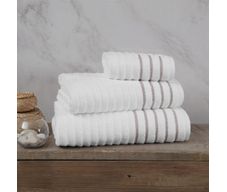 Toalla De Baño 76X132 Cm Blanco Y Taupe - Viva