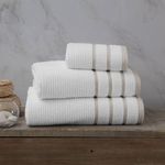 Toalla De Baño 76X132 Cm Blanco Y Beige - Viva