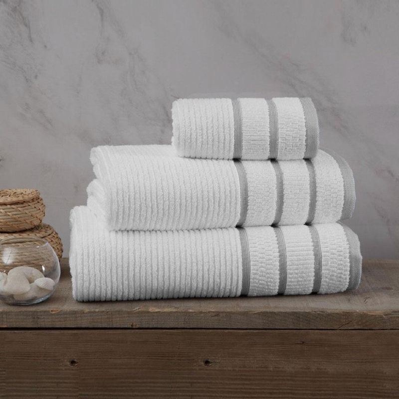 Toalla De Baño 76X132 Cm Blanco Y Gris Claro - Viva