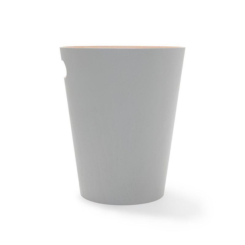 Papelero Woodrow Gris Claro Y Madera Natural - Umbra