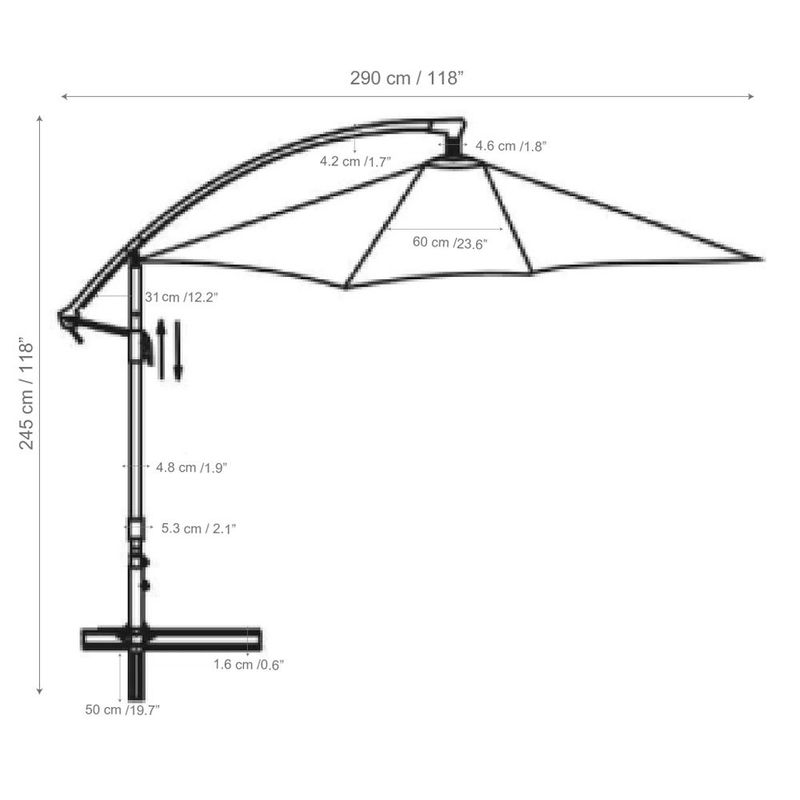 Sombrilla Tipo Banana 3 M Para Exterior - Z Varios Colores