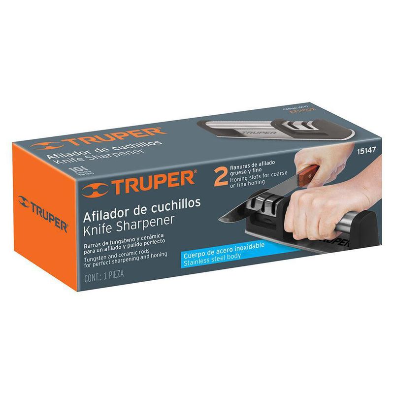 Afilador De Cuchillos Base De Metal Gris Con Negro - Truper