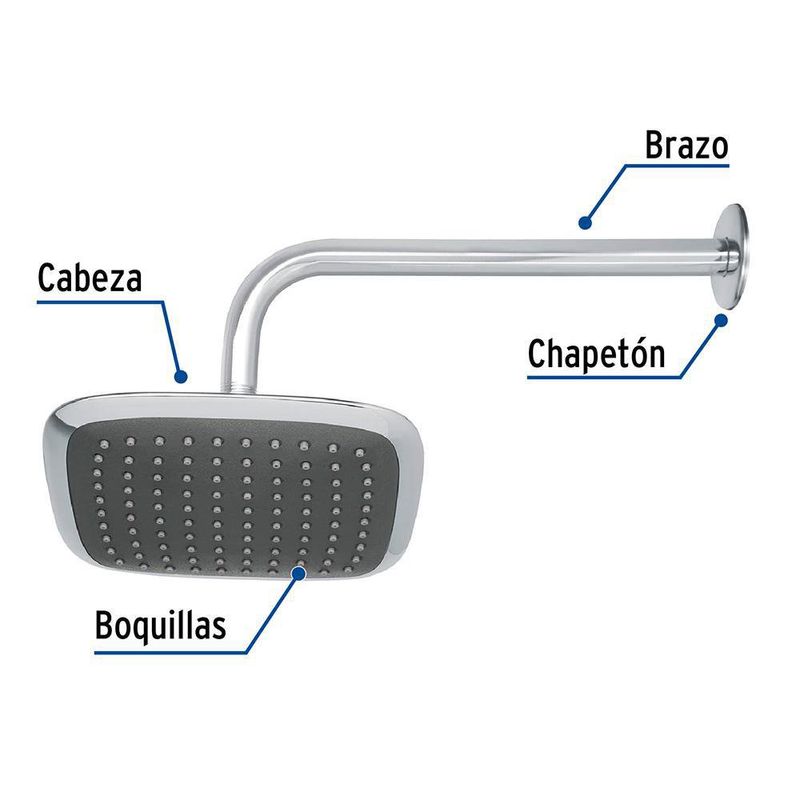 Ducha de Plato Cuadrada 8 Plg - Foset