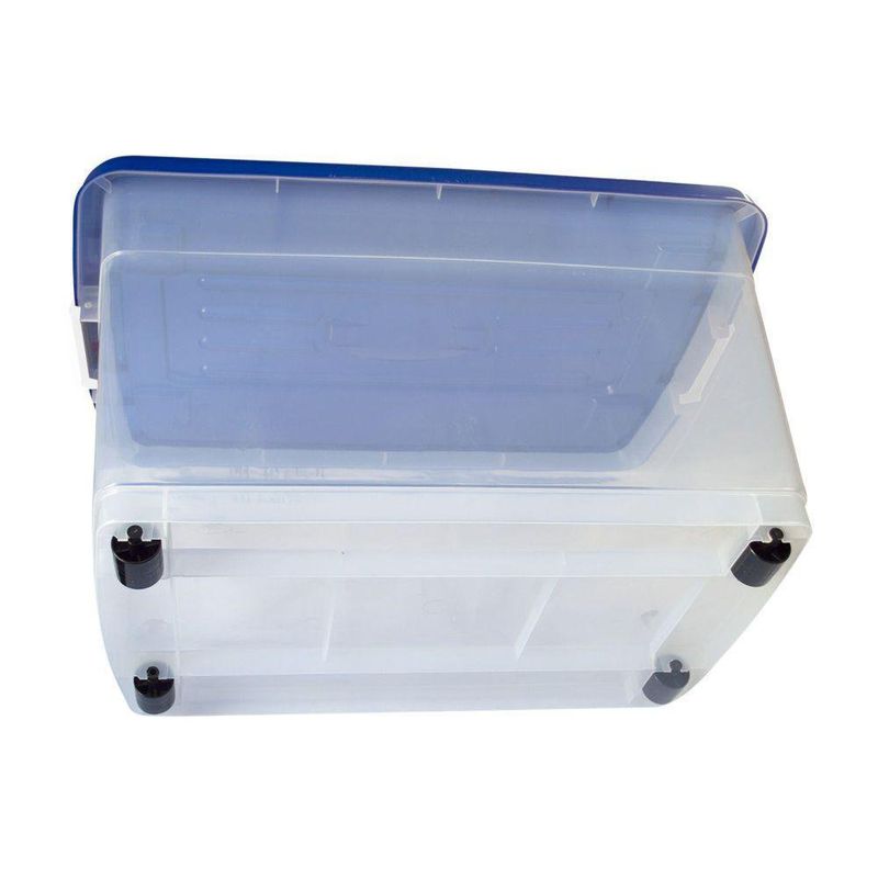 Caja organizadora transparente con tapa y rodos 45 L