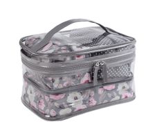 Set De 3 Cosmetiqueras Gris Flores - Viva