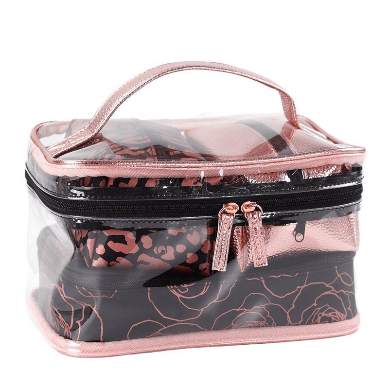 Set De 3 Cosmetiqueras Rosa Flores - Viva