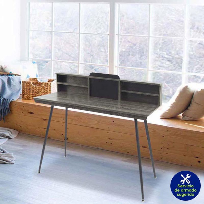 Escritorio Gris Y Negro De120X60X94 Cm - Z