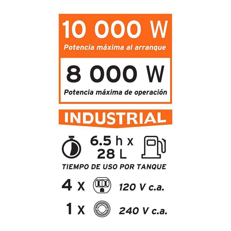 Generador Eléctrico Industrial 8000 W - Truper