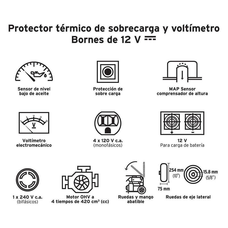 GENERADOR ELECTRICO GASOLINA 8000W GEN-80X TRUPER  Ferretera  San Juan S.A. de C.V