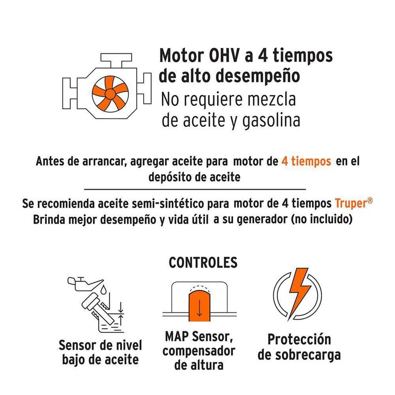 GENERADOR ELECTRICO GASOLINA 8000W GEN-80X TRUPER  Ferretera  San Juan S.A. de C.V