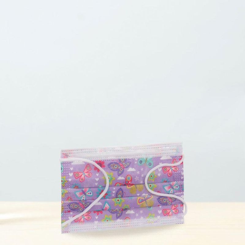 Mascarilla Desechable Para Niños Mariposas Morada - Koala