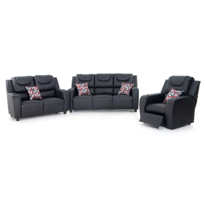 Juego de Sala de 3+2+1 Color Negro - Premium