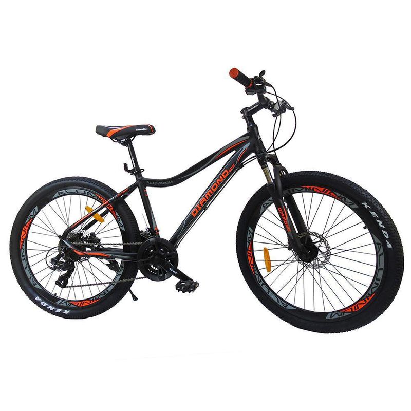 Bicicleta Mtb Rin 24 De Aluminio Color Negro Con Naranja - Diamond