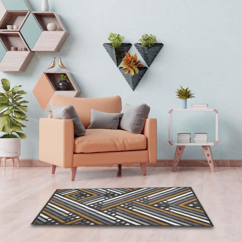 Combo De 3 Alfombras Carter Con Lineas Y Cuadros 133X190 + 2X57X90 Cms - Oriental Weavers