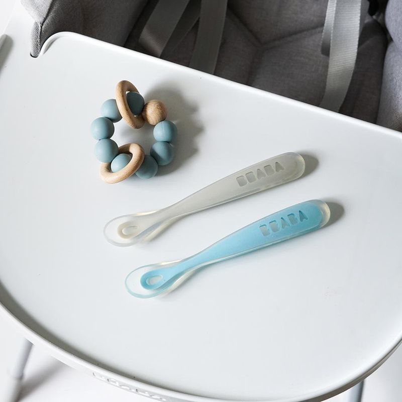 Set De 2 Cucharas Mis Primeras Comidas Celeste Y Gris - Beaba