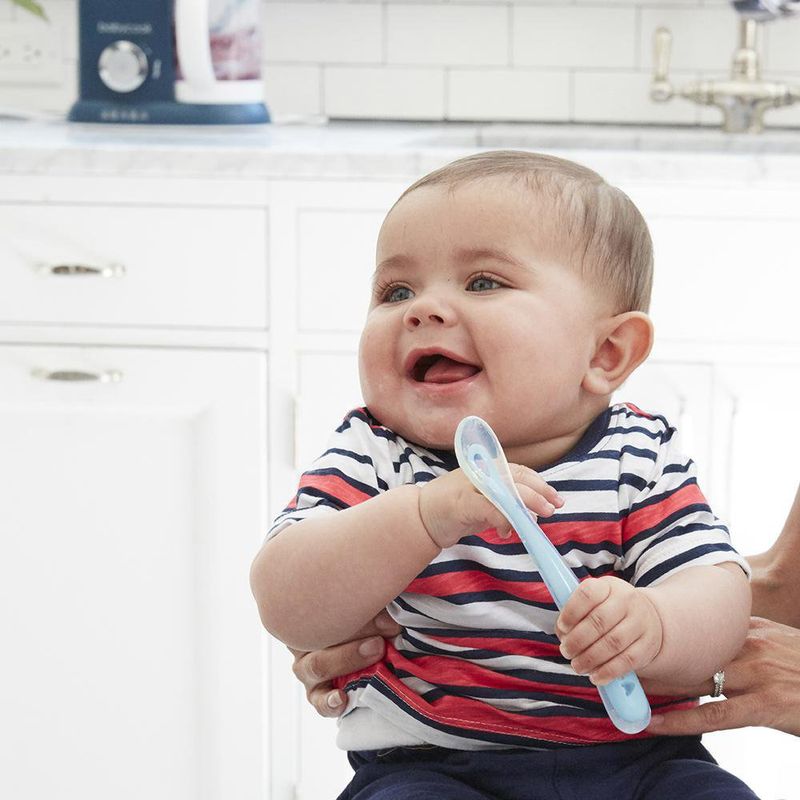 Set De 2 Cucharas Mis Primeras Comidas Celeste Y Gris - Beaba