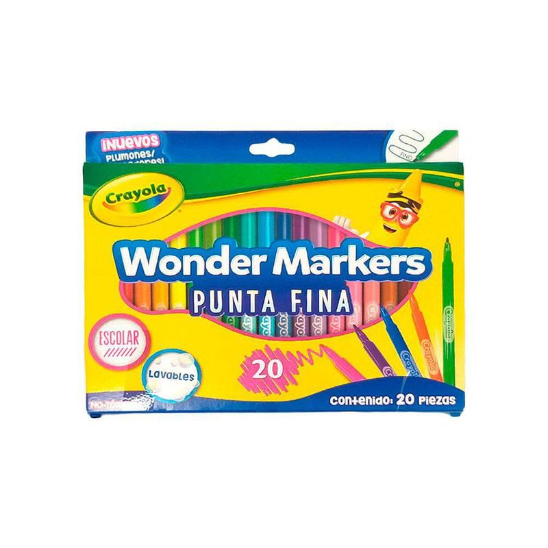 Crayola Marcadores lavables de 8 quilates, punta fina de colores llamativos