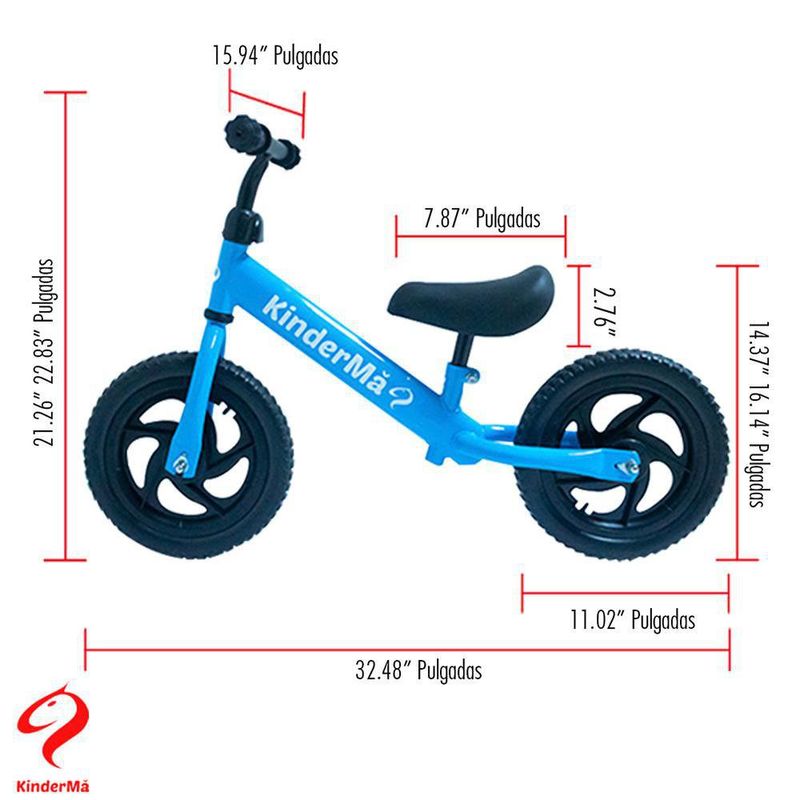 Bicicleta de equilibrio brillante para niños de 2 a 5 años de edad, ruedas  inflables de goma de 12 pulgadas y marco de nailon ajustable altura del