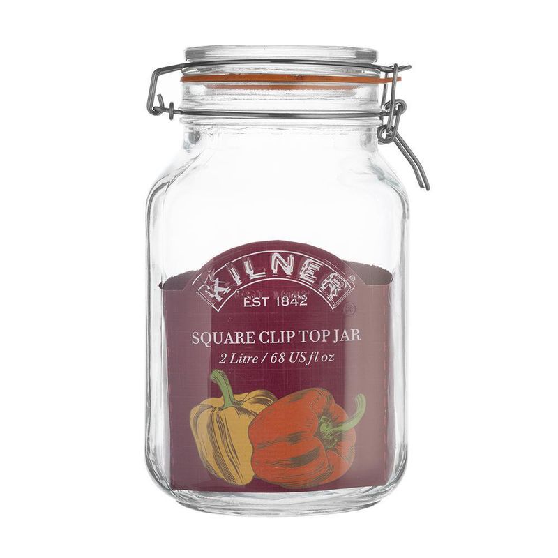 Frasco De Vidrio Cuadrado Con Clip 2 Lts - Kilner