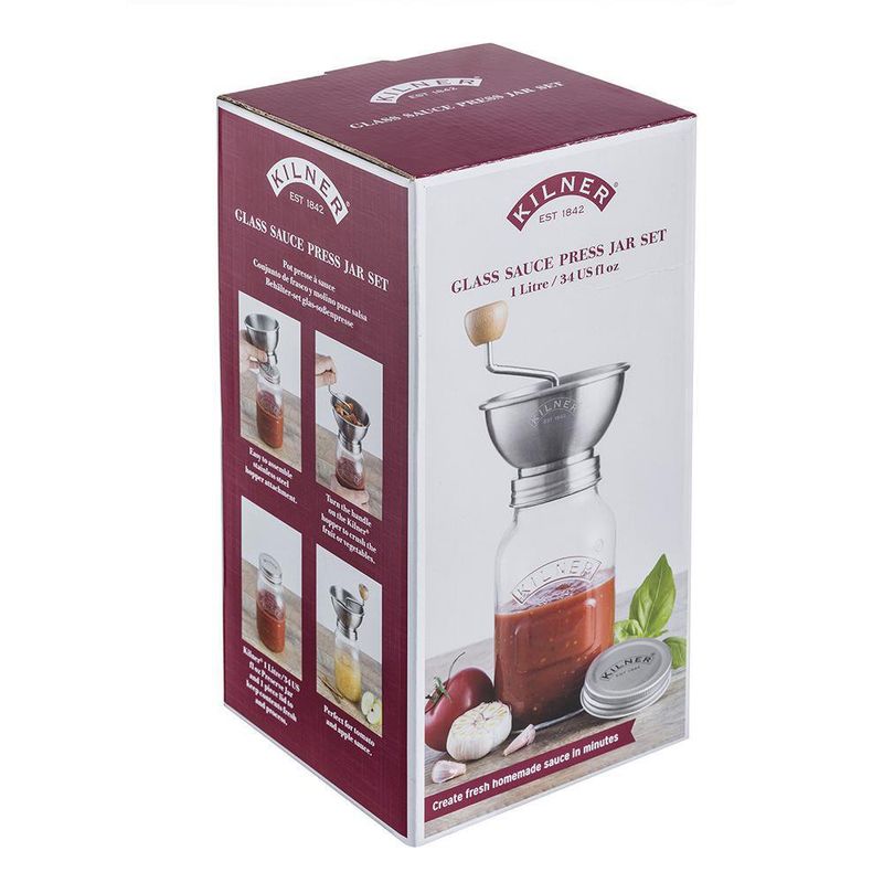 Frasco De Vidrio Con Tolva Para Hacer Salsa 1 Lt - Kilner