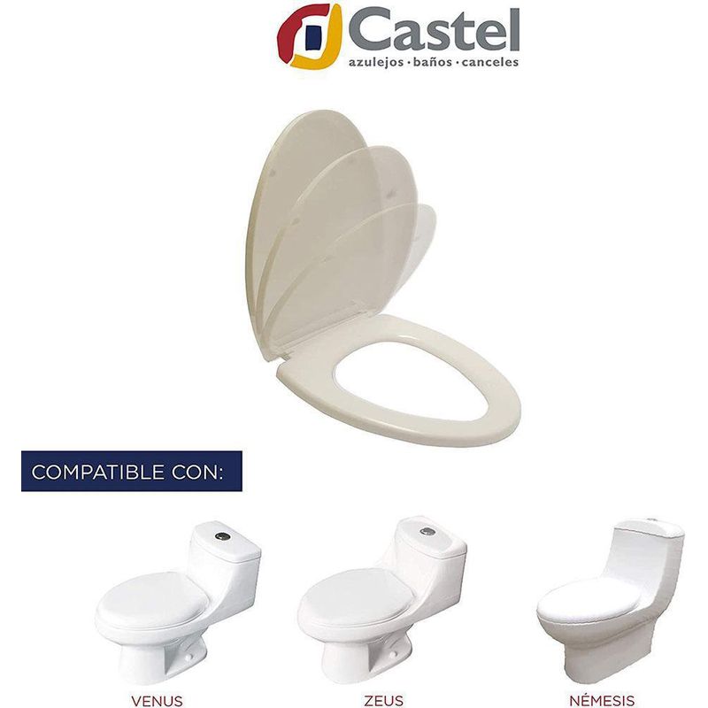 Asiento Plástico Elongado Cierre Lento - Castel Varios Colores