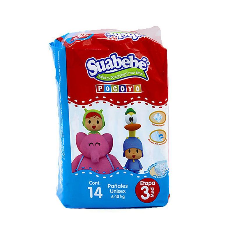 Pañal Desechable Pocoyo Talla M 14 Unidades - Suabebe