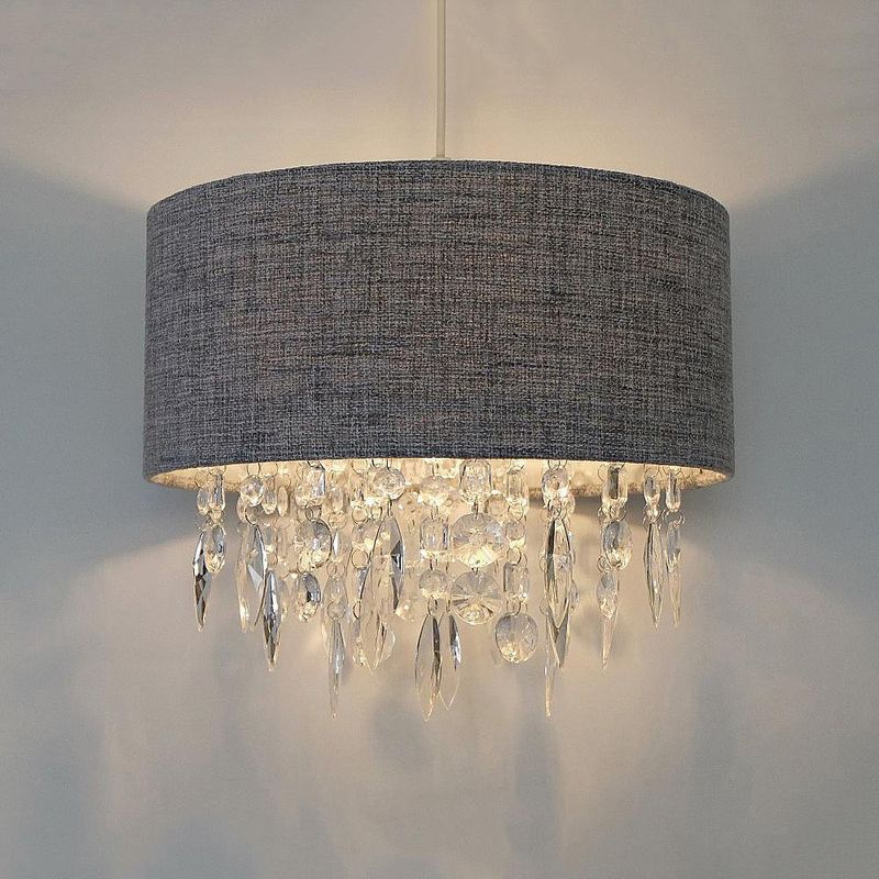 Lampara-Colgante-de-Techo-con-Pantalla-de-Tejido-Gris-40-W