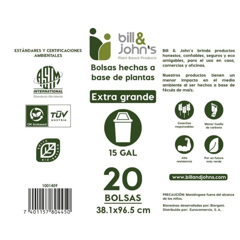 Bolsa Para Basura Tamaño L De 20 Pzs - Bill&John'S