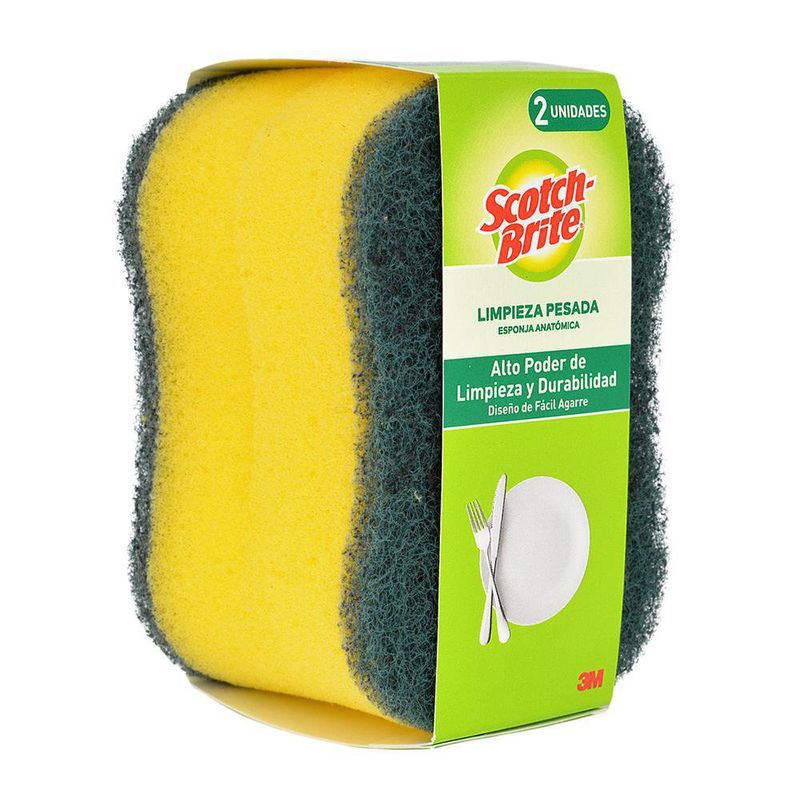 Esponja Scotch-Brite Limpieza Pesada Anatómica 2 Pzas - 3M