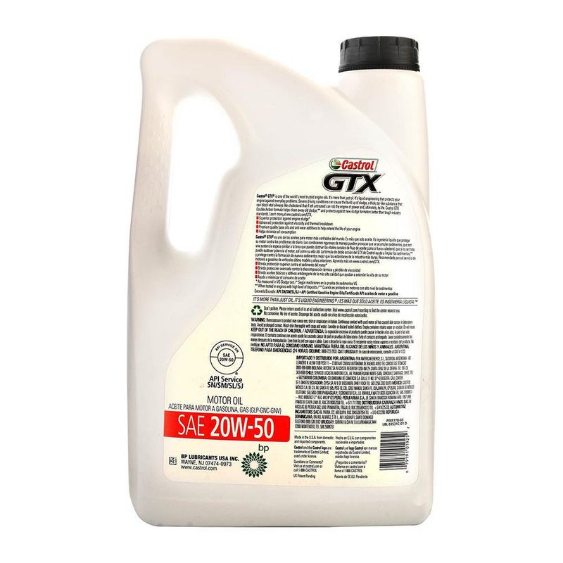 Aceite Para Motor 20W-50 GTX 1.25 Gal - Castrol