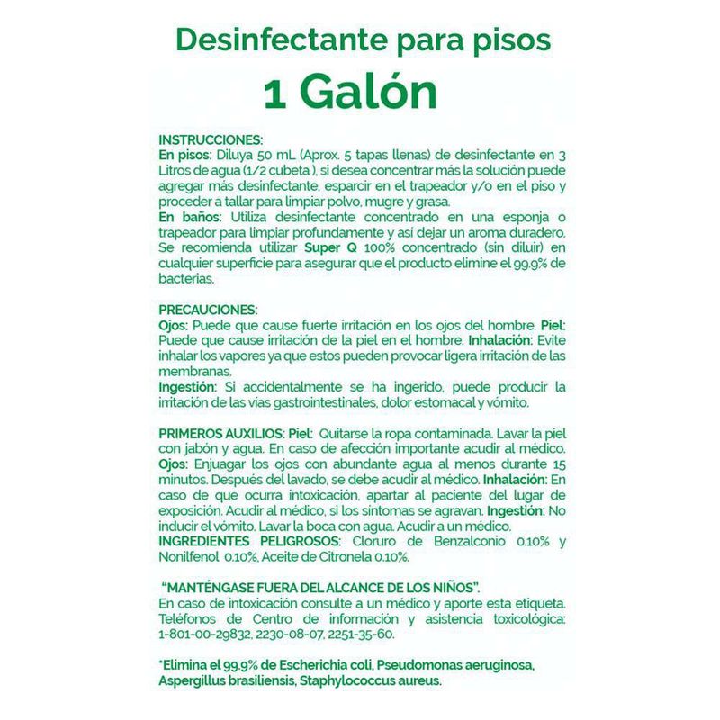 Desinfectante Multiuso 1 Gal Citronela - Super-Q