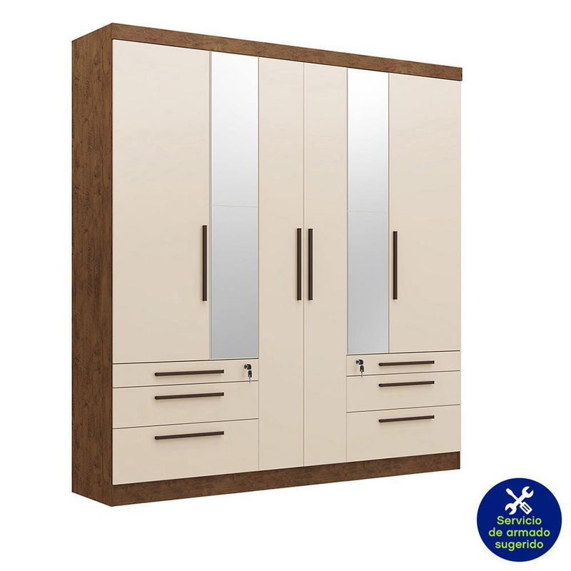 Armario-De-6-Puertas-Con-Espejos-47X207X21-Cm---Z