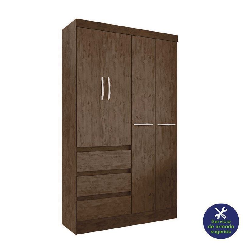 Armario De 4 Puertas Y 3 Gavetas 47X110X197 Cm - Z